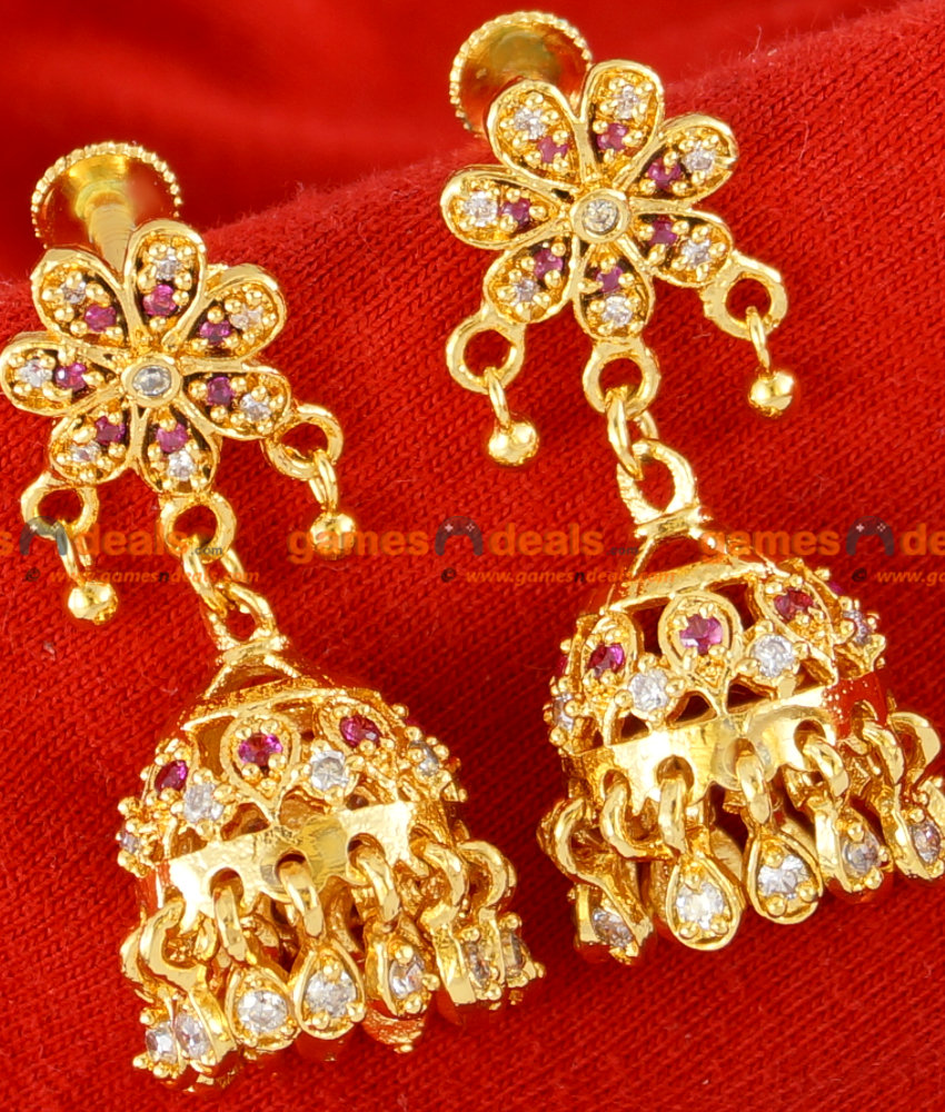 ER035 CZ Stone Ear Ring Gold Plated Jewellery Guarantee Party Wear Design